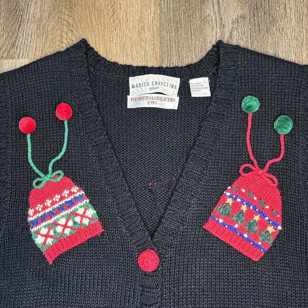 Marisa Christina Sweater Vest Women 1X Ugly Christmas Holiday Winter Teacher VTG - Picture 3 of 11